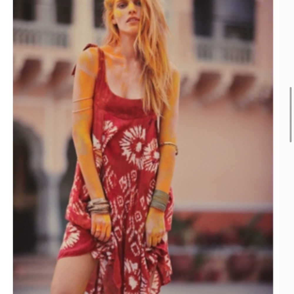 Free People Red Tie-Dye Midi Dress